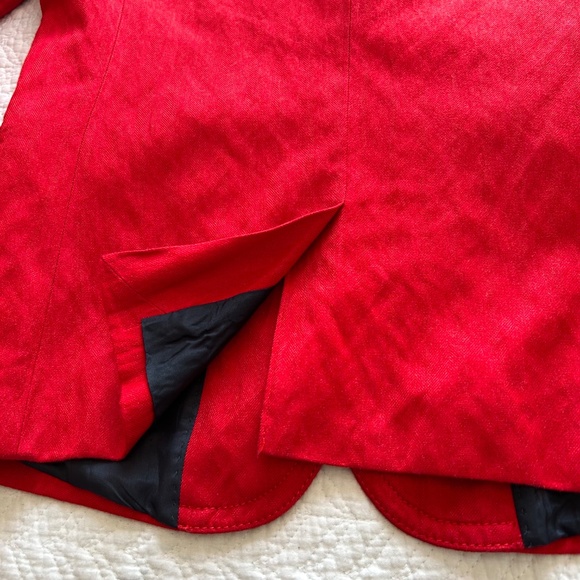 J Crew Schoolboy Blazer Red Sz 6 Tall 38985 Rayon Metallic Herringbone - Picture 7 of 15